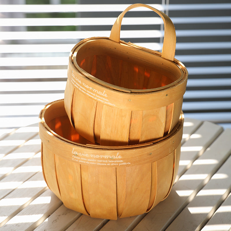 Rustic Wooden Storage Basket Bowlift