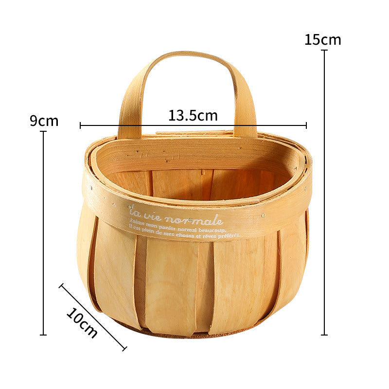 Rustic Wooden Storage Basket Bowlift