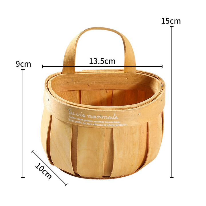 Rustic Wooden Storage Basket Bowlift