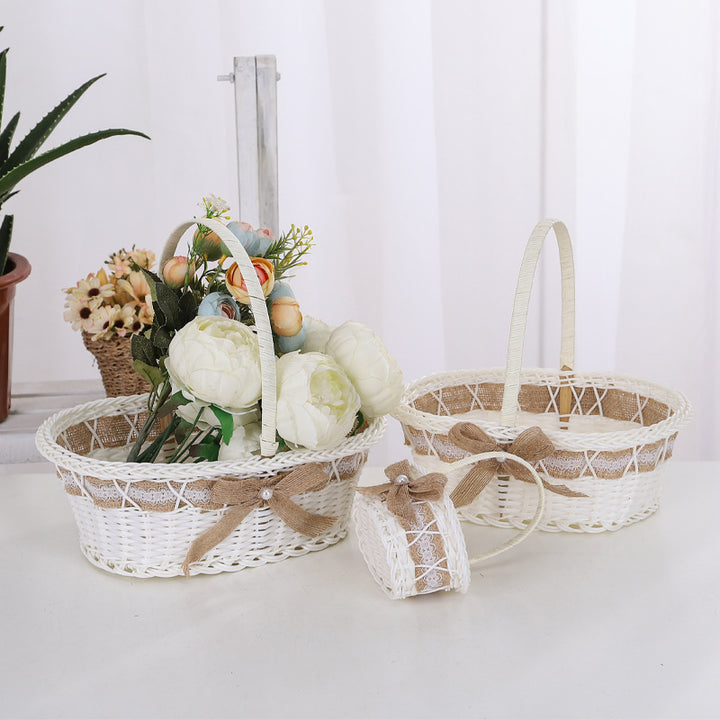 Decorative Floral Woven Basket Set Bowlift