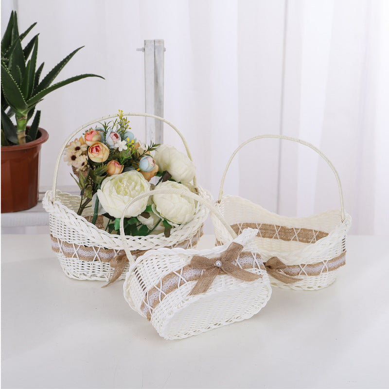Decorative Floral Woven Basket Set Bowlift