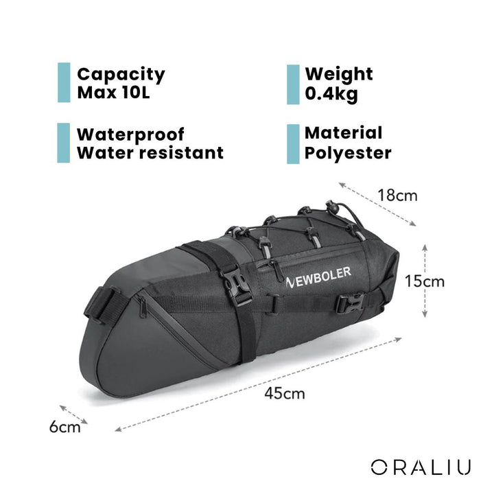 BowLift | Waterproof Bike Saddle Bag – 10L Capacity, Lightweight & Durable Cycling Seat Pack