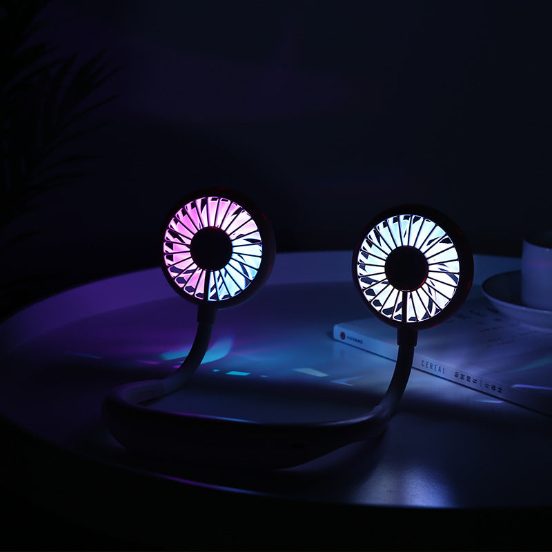 Unisex portable rechargeable double neck fan with quiet brushless motors and flexible goosenecks Bowlift