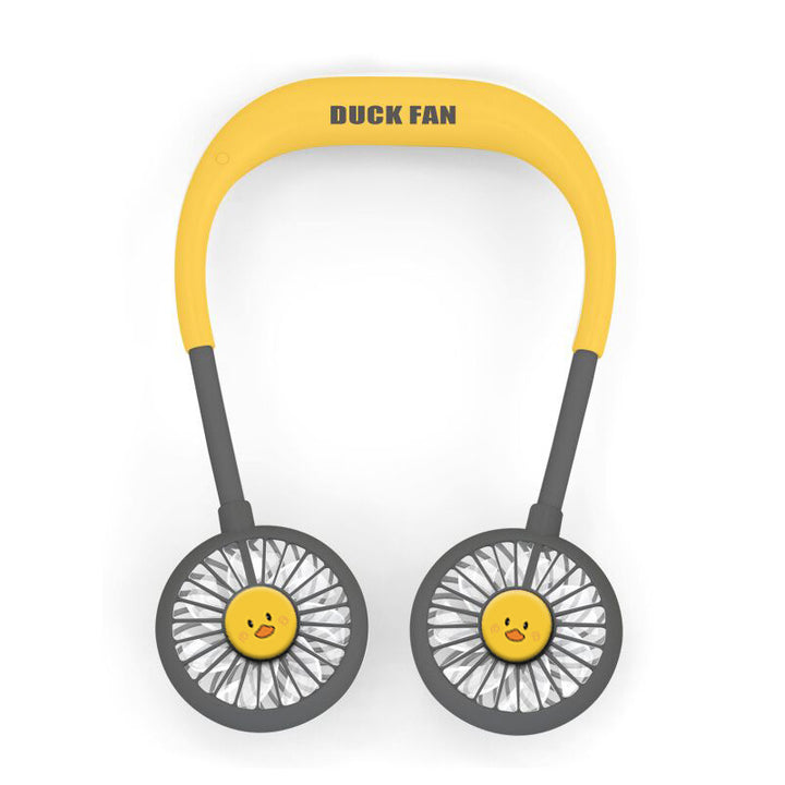 Unisex portable rechargeable double neck fan with quiet brushless motors and flexible goosenecks Bowlift