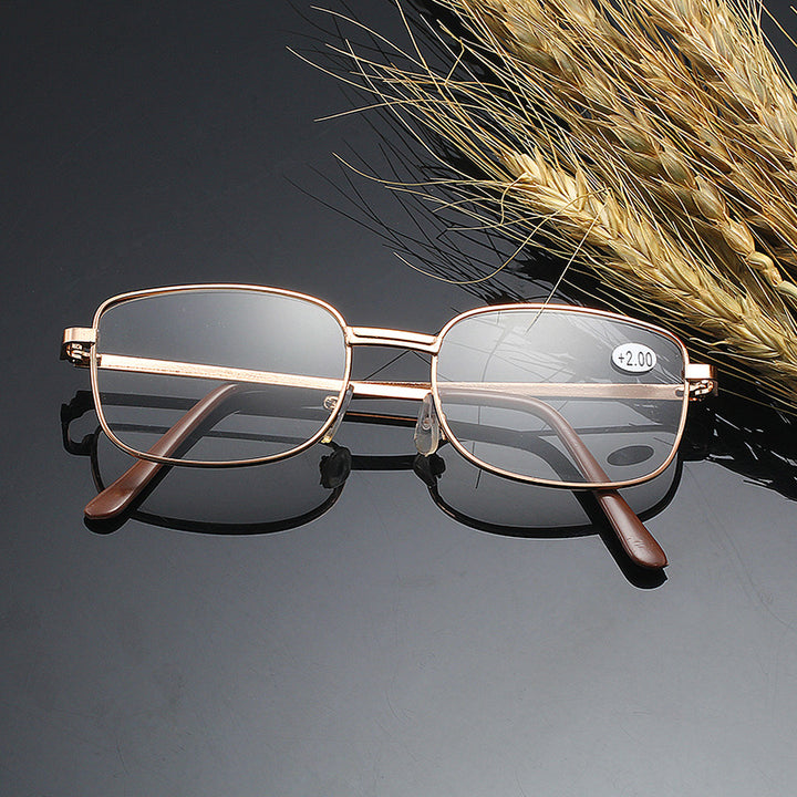 Slim rectangular metal eyeglass frames with adjustable nose pads Bowlift