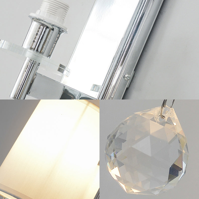 BowLift | Fabric Cone Shade Wall Lamp with Crystal Ball Decoration Modern Style 1 Head Wall Light in Chrome