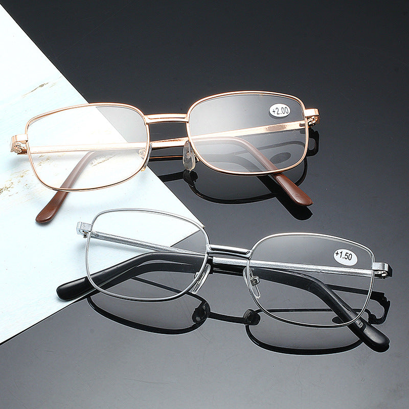 Slim rectangular metal eyeglass frames with adjustable nose pads Bowlift