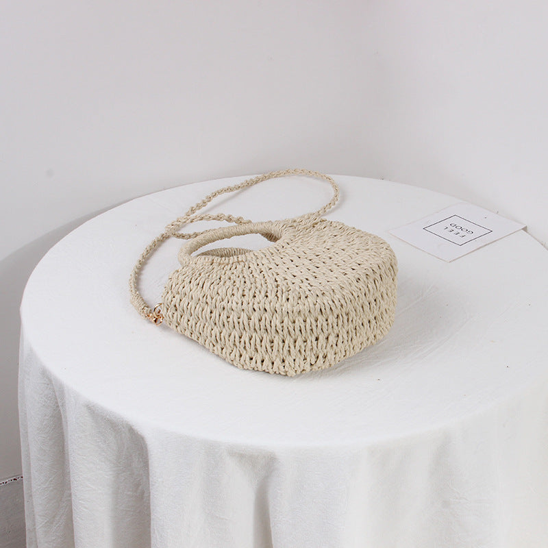 Braided Mini Handbag with Round Carrying Handles Bowlift