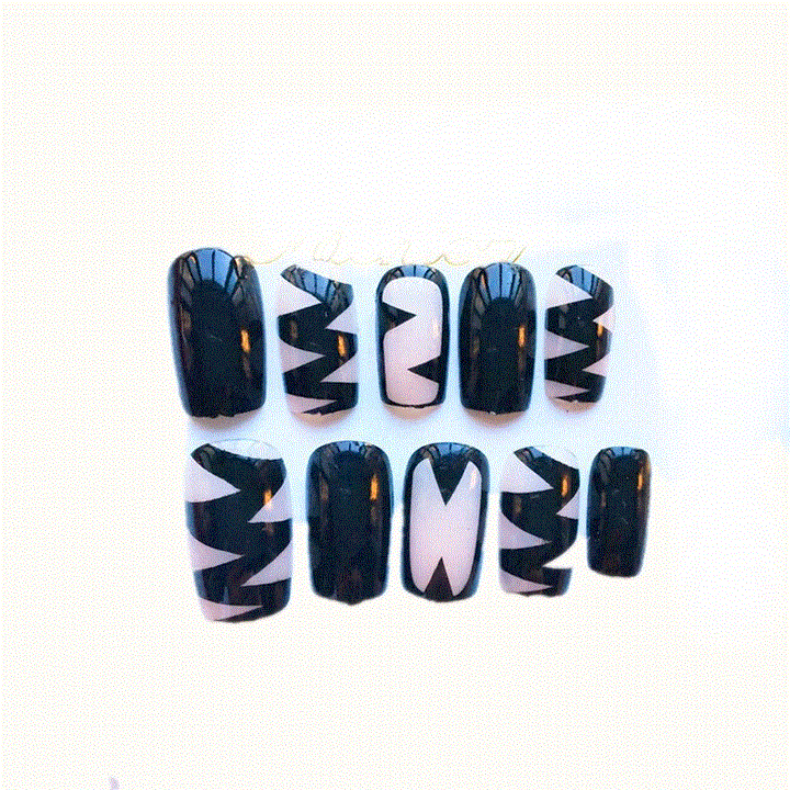 Artistic Geometric Press-On Nail Set