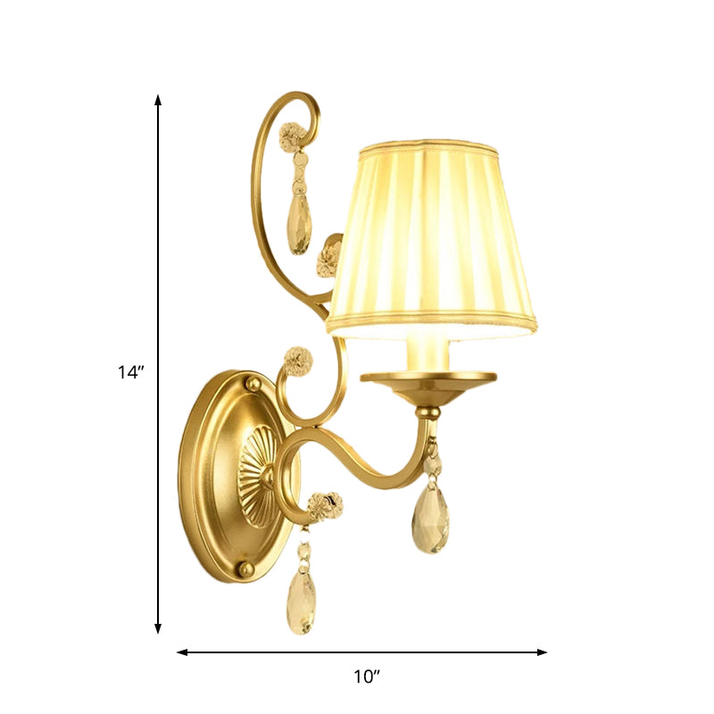 BowLift | Curved Arm Wall Light Contemporary Crystal 1/2-Light Wall Mounted Lighting with/without Shade in Brass
