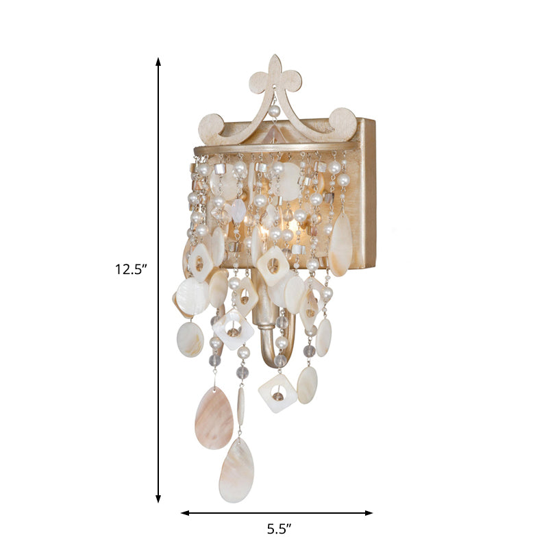 BowLift | Linear Wall Mount Light Modern Style Shell and Crystal 1/3-Light Wall Light with Pearl Decoration in Gold