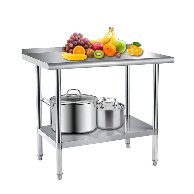 BowLift | Stainless Steel Preparation Counter, Double Kitchen Countertop, Catering Equipment, Round Foot Adjustment Worktop