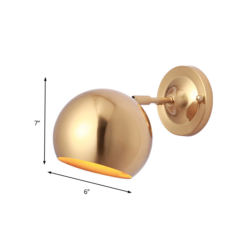 BowLift | Brass 1 Lightbulb Wall Lamp Sconces Loft Style Metal Globe Shade Wall Mounted Lamp for Dining Room
