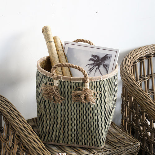 Unisex Handwoven Storage Basket with Decorative Fringes Bowlift