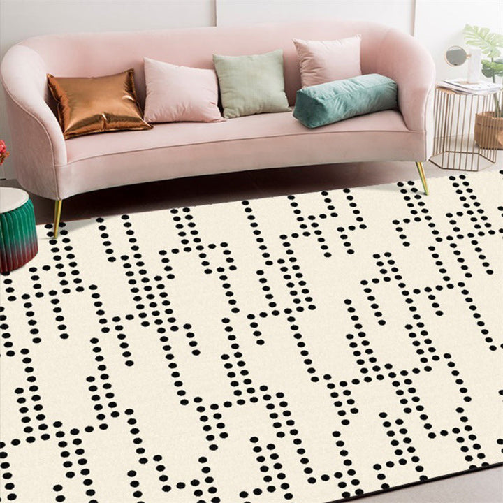Unique dotted line pattern rug Beige Modern rug Polyester Washable Non-slip backing Rug for the living room | Bowlift