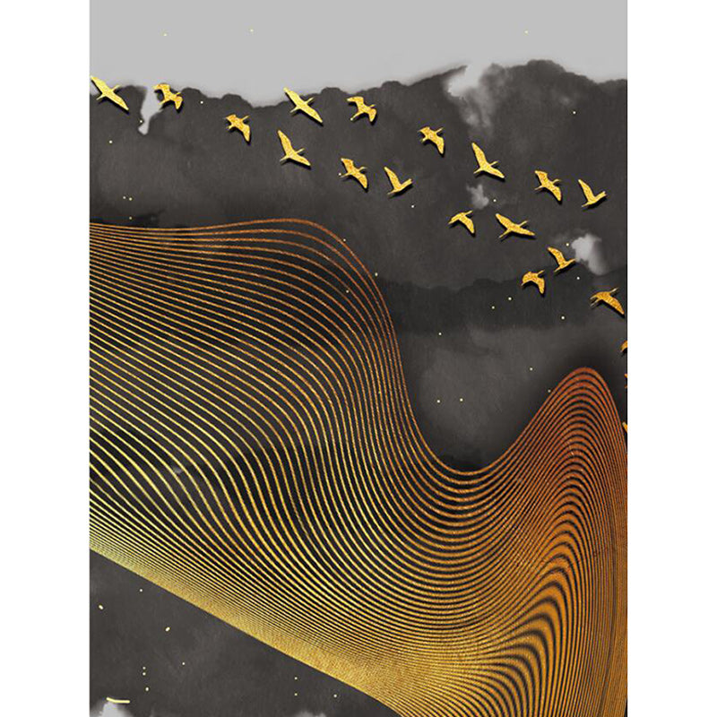 Creative Swirl Lines Carpet Black and Gold Novelty Carpet Polyester Washable Non-Slip Backing Carpet for Living Room | Bowlift