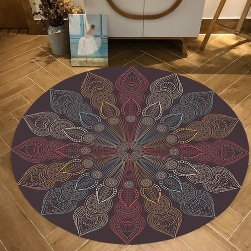 BowLift | Dark brown Moroccan rug flannel floral pattern rug washable non-slip backing rug for the living room