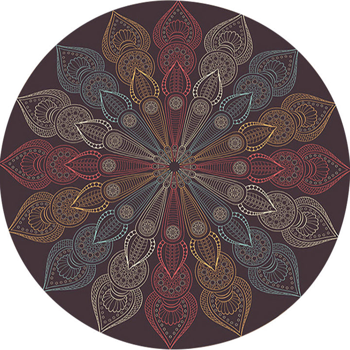 BowLift | Dark brown Moroccan rug flannel floral pattern rug washable non-slip backing rug for the living room