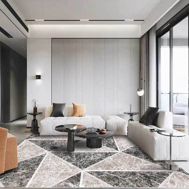 Gray novelty rug polyester geometric pattern rug washable non-slip back rug for living room | Bowlift
