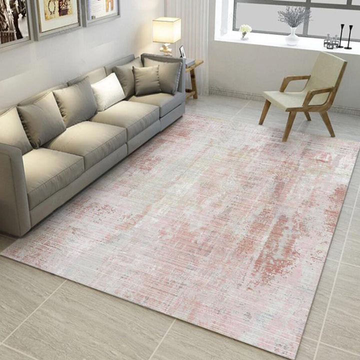 BowLift | Modern Abstract Rug Light Pink Polyester Rug Washable Non-Slip Back Rug for Bedroom