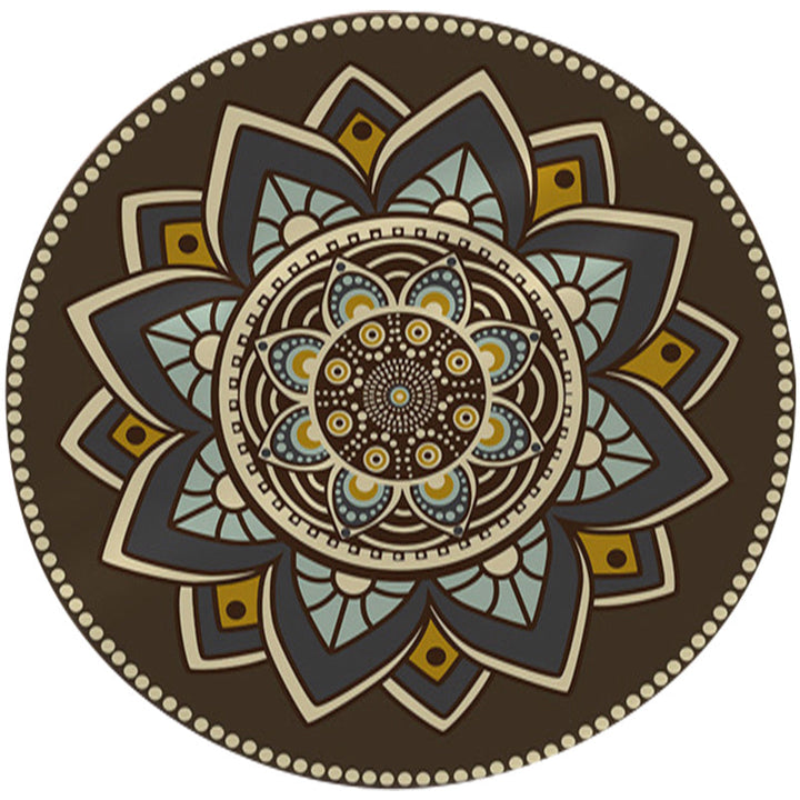 BowLift | Dark brown Moroccan rug flannel floral pattern rug washable non-slip backing rug for the living room