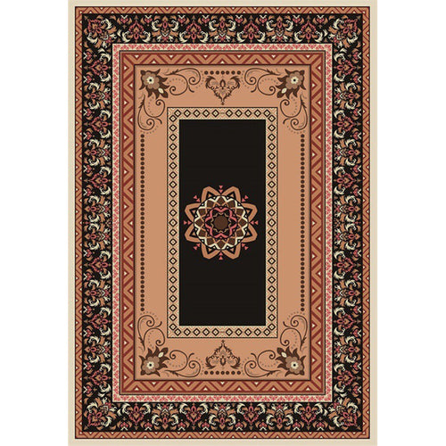 BowLift | Black and brown bedroom rug Moroccan medallion floral pattern area rug polyester non-slip pet-friendly rug