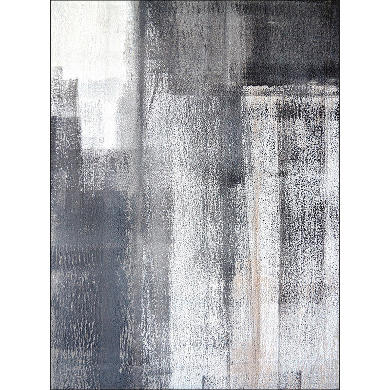 Industry Brushstroke Painting Pattern Rug Gray Polyester Rug Washable Non-Slip Mat Rug for Bedroom | Bowlift