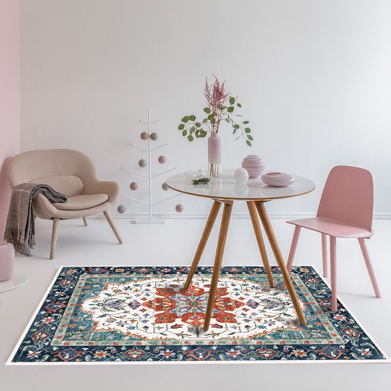 BowLift | Moroccan Living Room Wallpaper Multicolored Medallion Leaf Flower Pattern Carpet Polyester Non-Slip Flooring