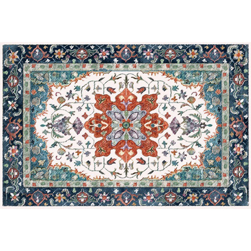 BowLift | Moroccan Living Room Wallpaper Multicolored Medallion Leaf Flower Pattern Carpet Polyester Non-Slip Flooring