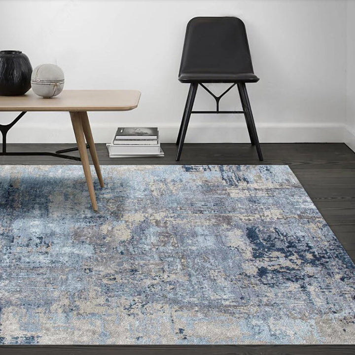 Funky Abstract Carpet Blue and Grey Simple Carpet Polyester Washable Non-Slip Back Carpet for the Living Room | Bowlift