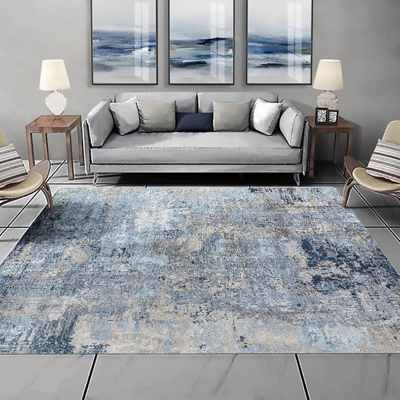 Funky Abstract Carpet Blue and Grey Simple Carpet Polyester Washable Non-Slip Back Carpet for the Living Room | Bowlift