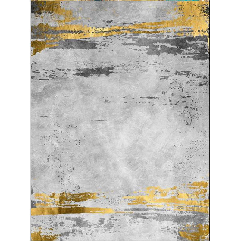 Casual Abstract Carpet Gray and Gold Polyester Carpet Washable Non-Slip Back Carpet for Bedroom | Bowlift