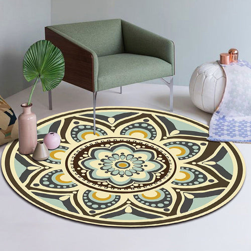 BowLift | Unique flower pattern carpet green and yellow Mediterranean carpet flannel non-slip bottom washable carpet for living room