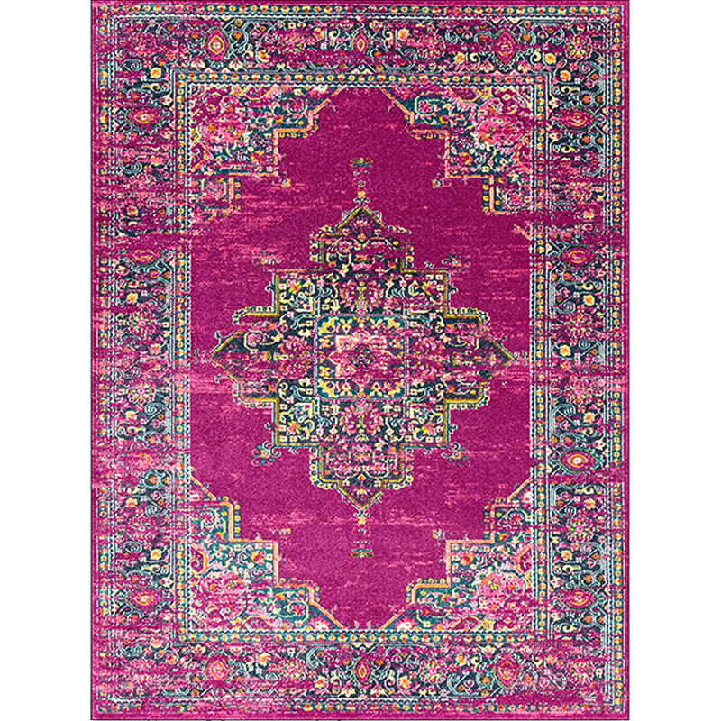 BowLift | Purple Bedroom Rug Moroccan Medallion Floral Pattern Rug Polyester Washable Non-Slip Back Rug