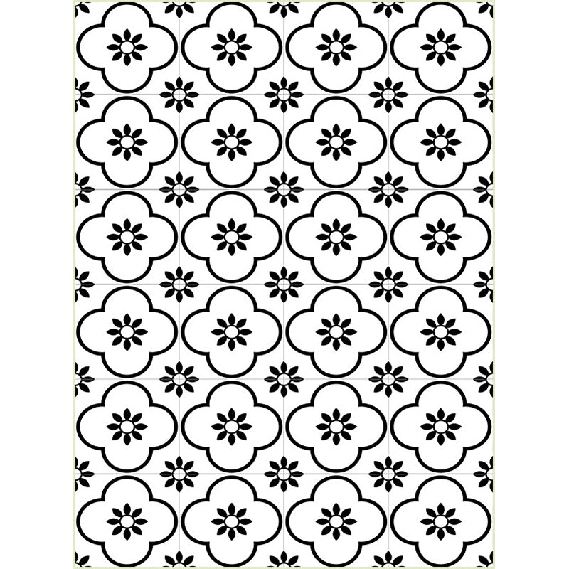 White contemporary carpet polyester floral geometric pattern carpet washable non-slip backing mat for the living room | Bowlift