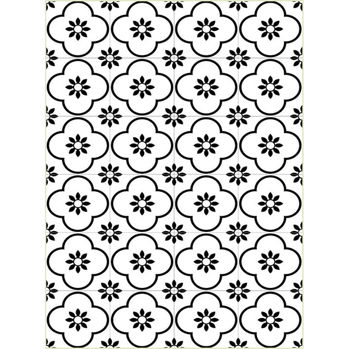 White contemporary carpet polyester floral geometric pattern carpet washable non-slip backing mat for the living room | Bowlift
