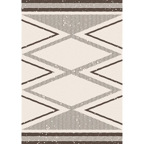Beige Nordic Rug Polyester Striped Geometric Pattern Rug Washable Non-Slip Mat Rug for Living Room | Bowlift