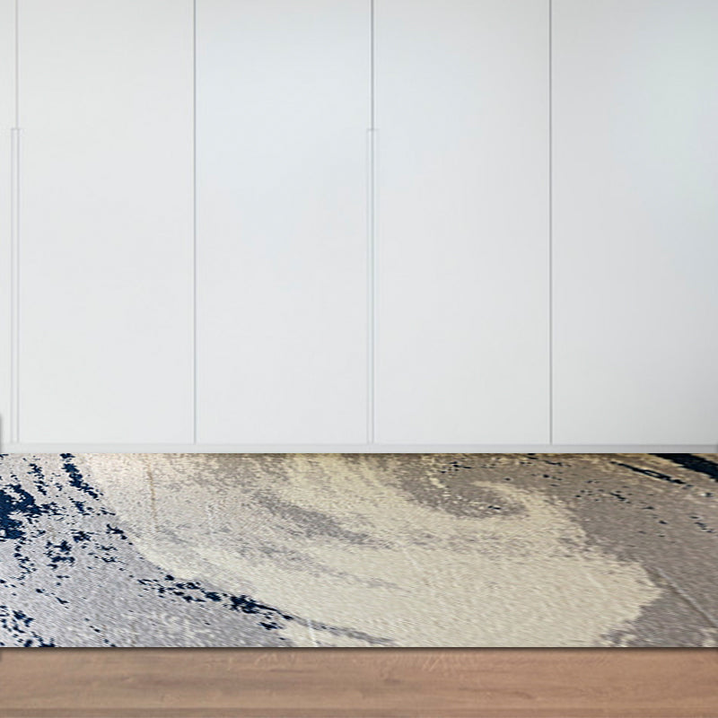 Stylish abstract rug gray and blue casual rug polyester machine washable rug for the living room | Bowlift