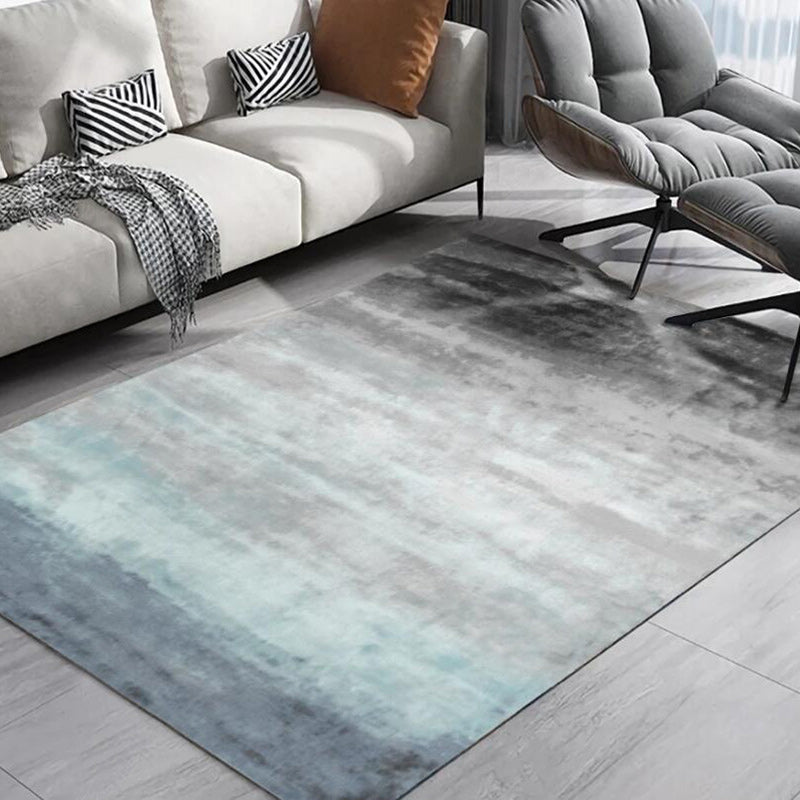 Stylish Ombre Pattern Rug Blue and Grey | Casual Rug Polyester Washable Non-Slip Back Rug for the Living Room | Bowlift