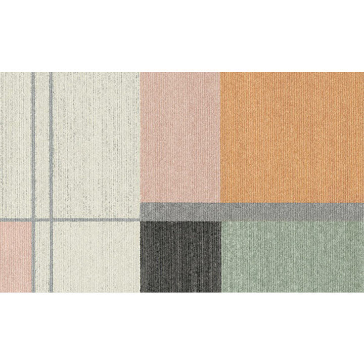 Modern living room rug Multicolor color block print rug Polyester washable non-slip backing rug | Bowlift