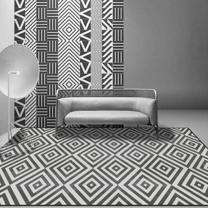 Casual geometric pattern rug gray contemporary rug polyester washable non-slip backing rug for the living room | Bowlift