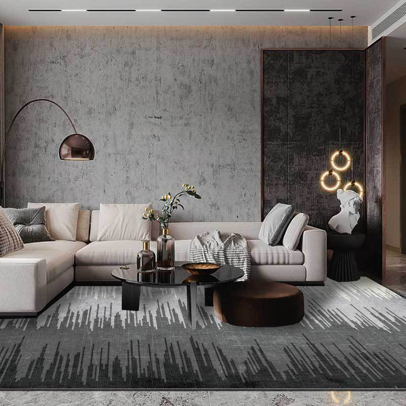 Modern living room rug Gray abstract color body line pattern rug Polyester washable rug | Bowlift