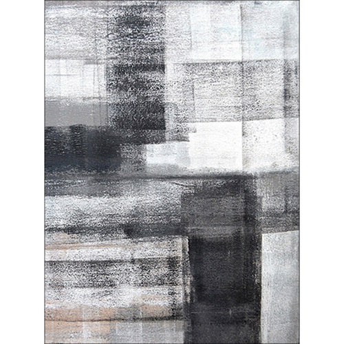 Simple Brush Stroke Printed Carpet Black and Gray Modern Carpet Polyester Washable Non-Slip Back Carpet for the Living Room | Bowlift