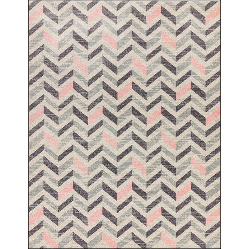 Brown bedroom carpet Modern geometric chevron pattern carpet Polyester machine washable non-slip carpet | Bowlift