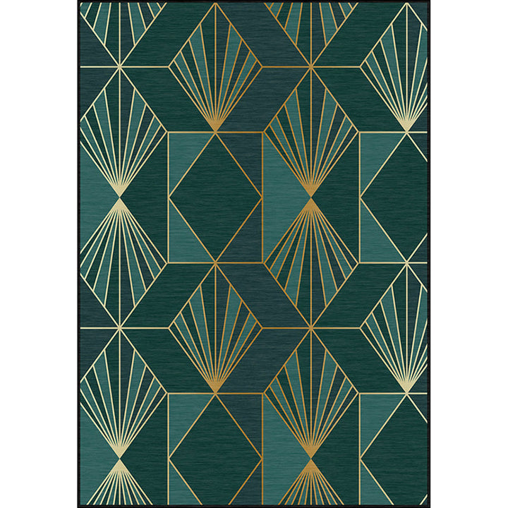 BowLift | Nordic Modern Rug in Turquoise Geometric Rhombus Pattern Rug Polyester Machine Washable Rug for Home Decor