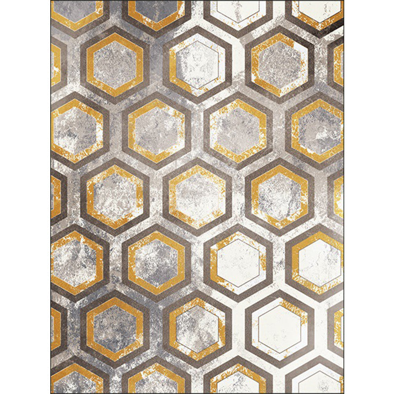 Casual Geometric Pattern Rug Gray and Yellow Modern Rug Polyester Washable Dryer Non-slip Back Rug for the Living Room | Bowlift