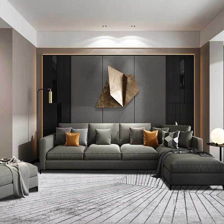 Casual striped rug Gray Polyester rug Machine washable Non-slip backing Rug for bedroom | Bowlift