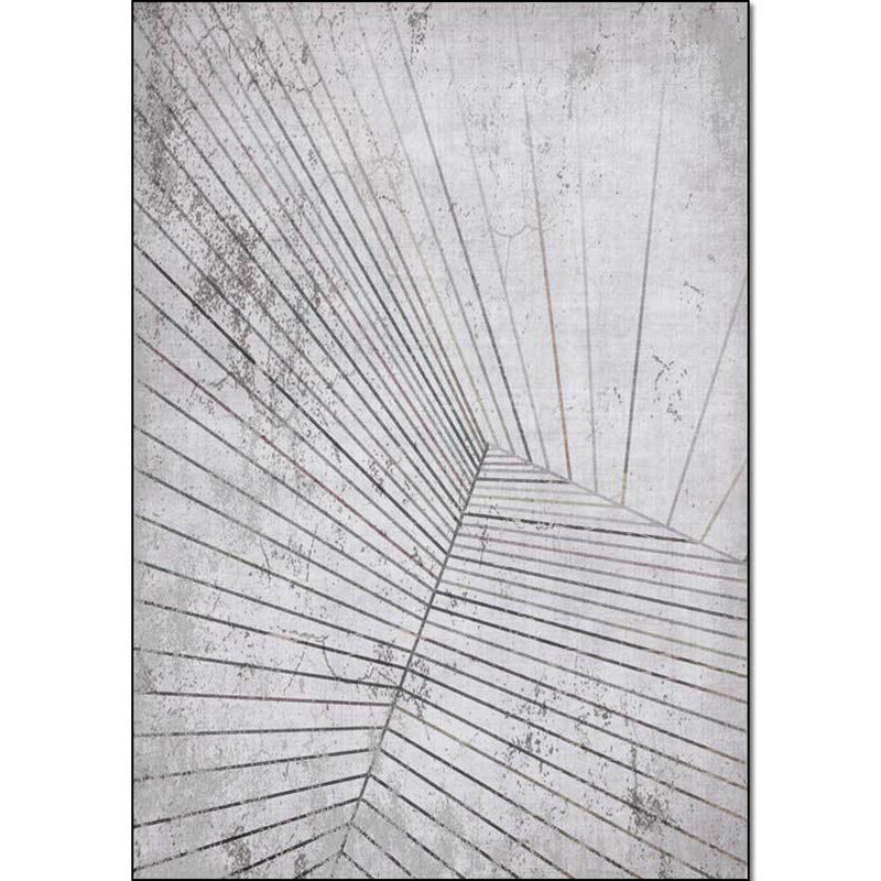 Casual striped rug Gray Polyester rug Machine washable Non-slip backing Rug for bedroom | Bowlift