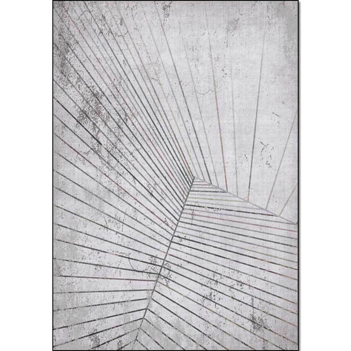 Casual striped rug Gray Polyester rug Machine washable Non-slip backing Rug for bedroom | Bowlift