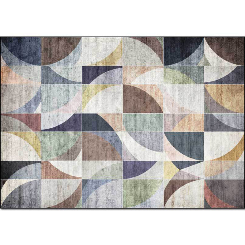 Stylish color box geometric pattern rug multicolor novelty rug polyester washable non-slip rug for the living room | Bowlift